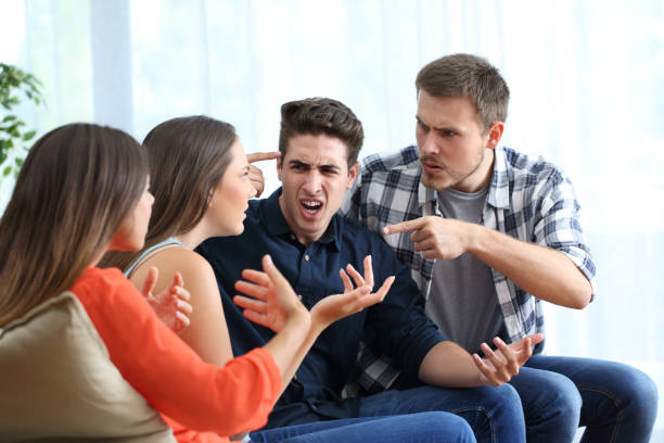 writing a will can feel like the final word on how your assets should be handled after death, four angry friends arguing at home