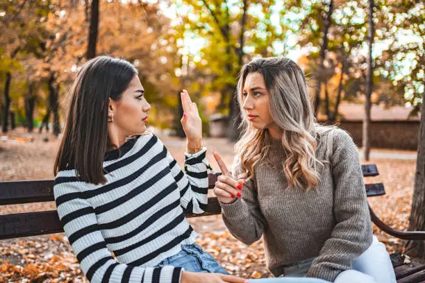 probate real estate is a complex arena requiring legal knowledge, logistical precision, and often delicate interpersonal negotiation, two female friends arguing on the park bench