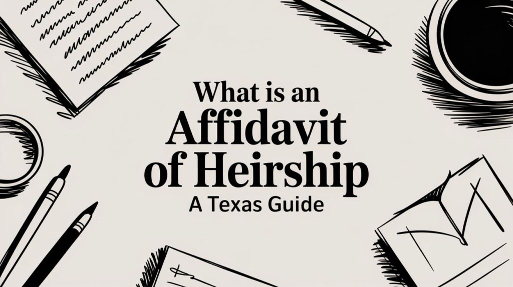 What is an Affidavit of Heirship Texas Guide with legal documents, pens, and a coffee cup on a desk.