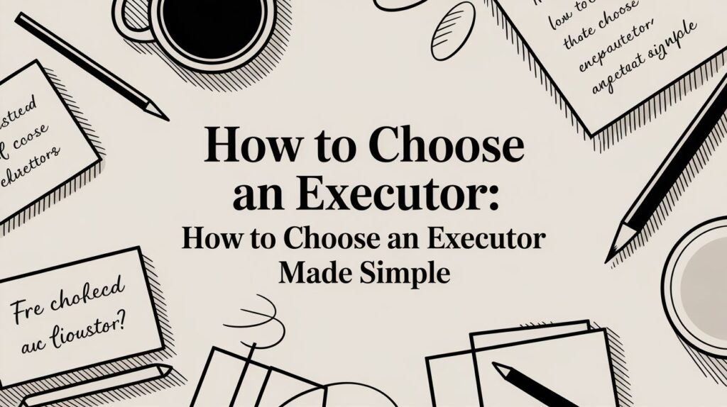 How to choose an executor guide with notes and coffee cup, emphasizing executor selection for estate planning in Texas.