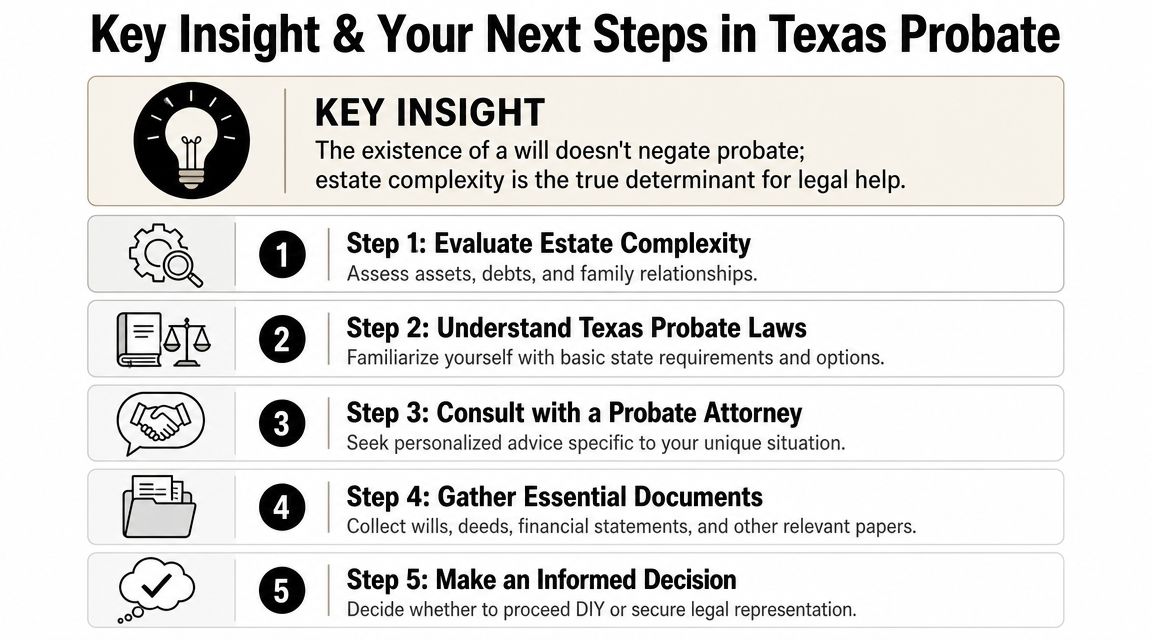 A five-step guide on how to navigate the probate process and make decisions in Texas.